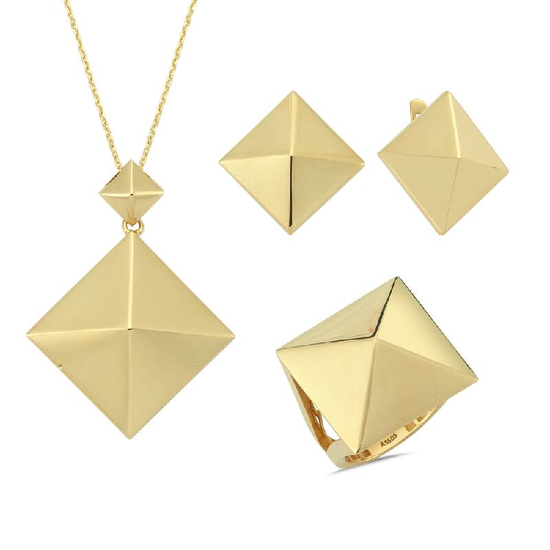 Üç Boyutlu Piramit Altın Set