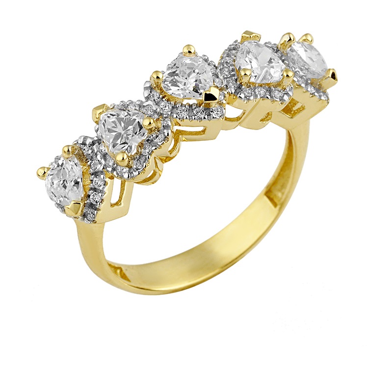Sari Altin 5 Tas Yuzuk Sembolgold